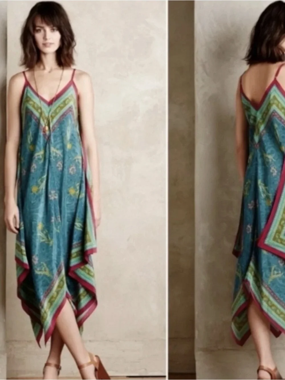 Vintage Anthropologie Holding Horses 100% Silk Bandana Dress